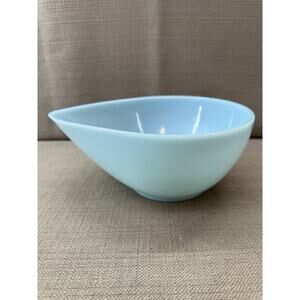 Vintage Delphite Blue Fire King Jadeite Swedish Modern Teardrop Bowl 9.5 in